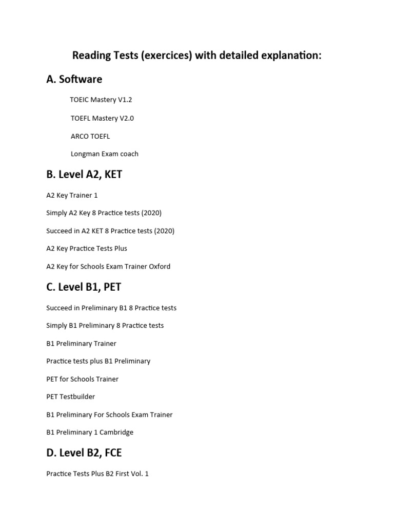 Reading tests with detailed explanation pdf test of english as a