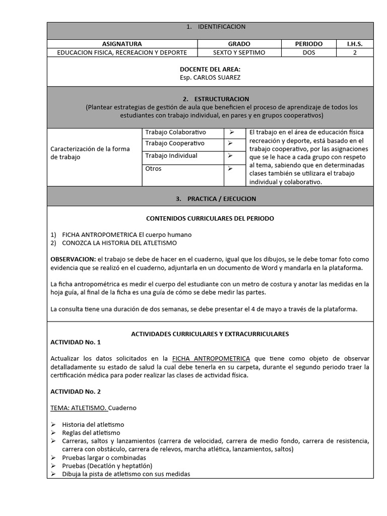 Guia Profe Educ Fisica 6 y 7 | PDF | Deporte del atletismo | Aprendizaje