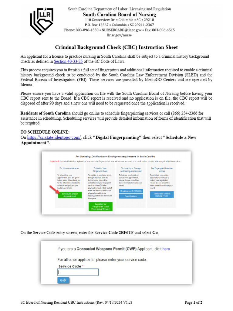 Nursing CBC Instruction Package | PDF | Criminal Record | Federal ...