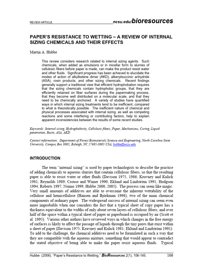 Additional Reading Papers Resistance To Wetting - A Review | PDF ...