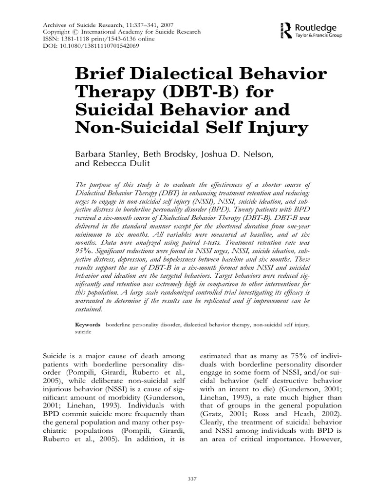 5 Brief Dialectical Behavior | PDF | Dialectical Behavior Therapy ...