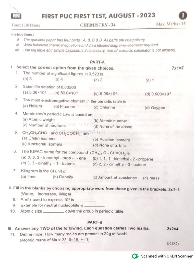 IPUC Unitest Test 2023 | PDF