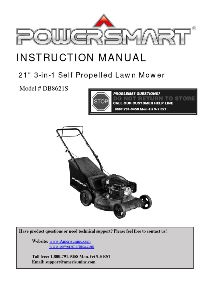 Instruction Manual: 21" 3-In-1 Self Propelled Lawn Mower | PDF | Lawn ...