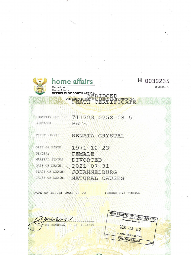 Death Certicate | PDF