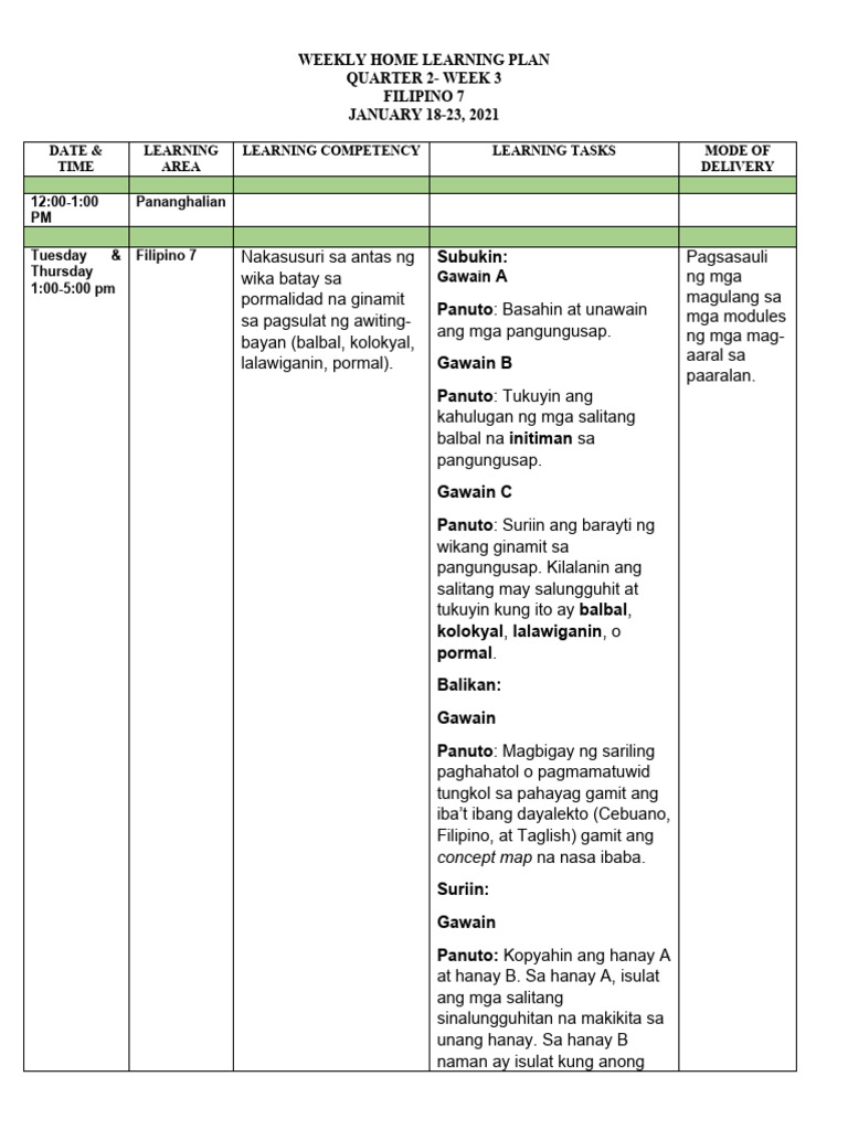Week 3 Filipino 7 | PDF