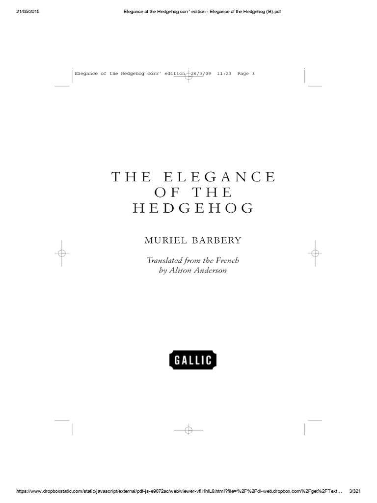 Elegance of the hedgehog extract pdf