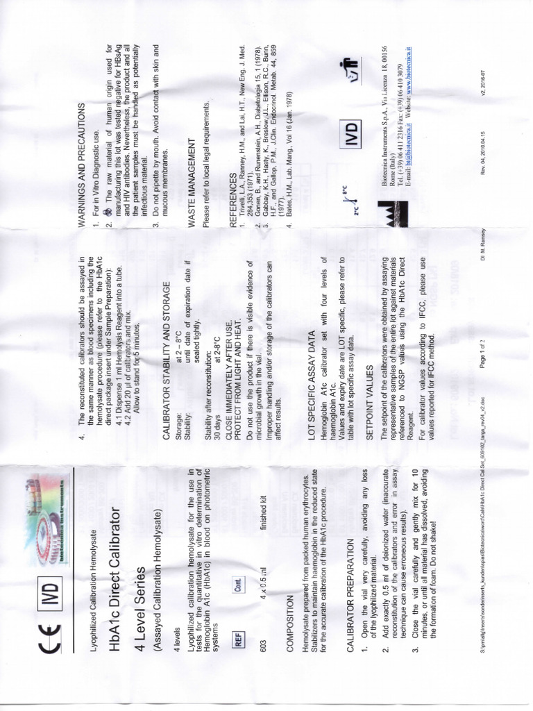 Hba1c direct calibrator1 pdf