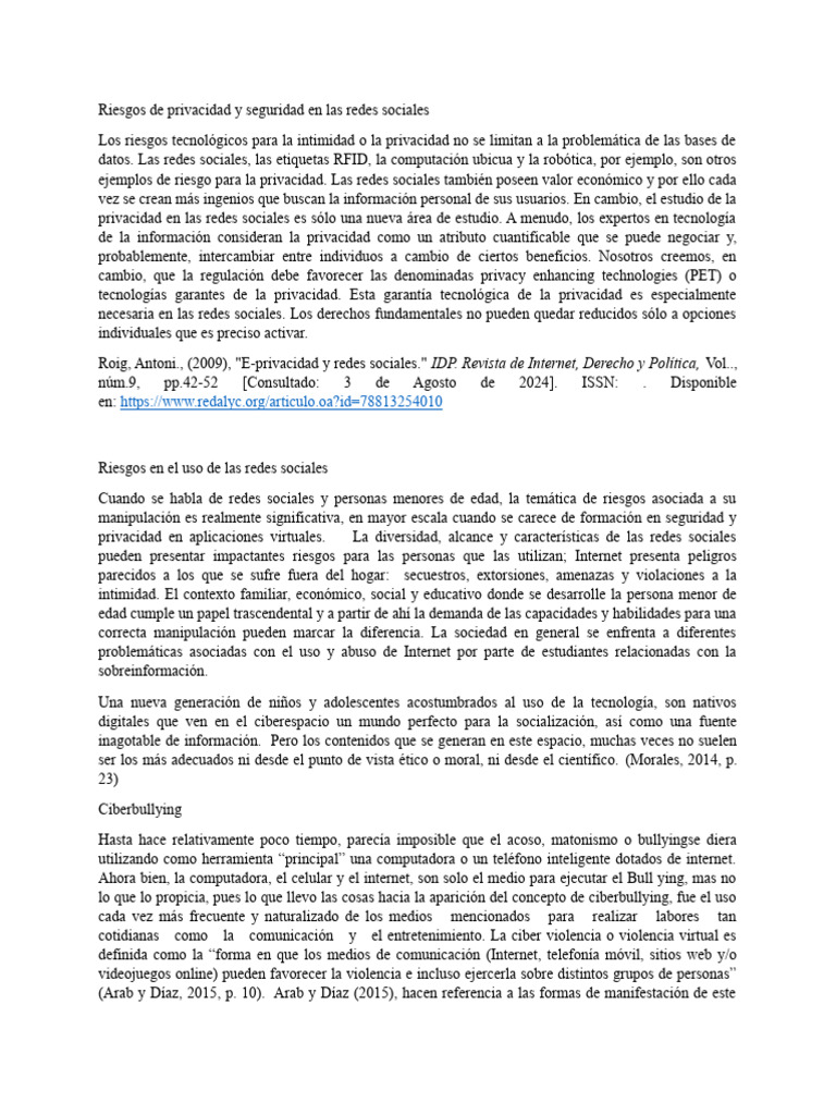Riesgos de Redes Sociales para Jóvenes | PDF | Servicio de redes ...