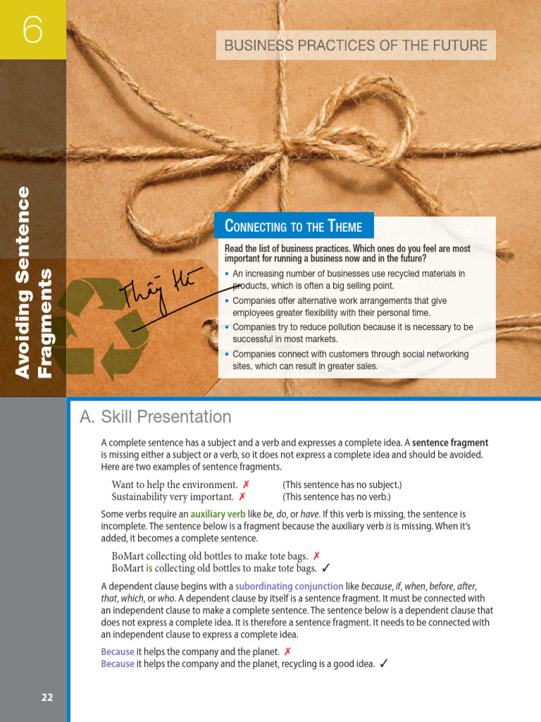 Avoiding Sentence Fragments | PDF | Sentence (Linguistics) | Subject ...