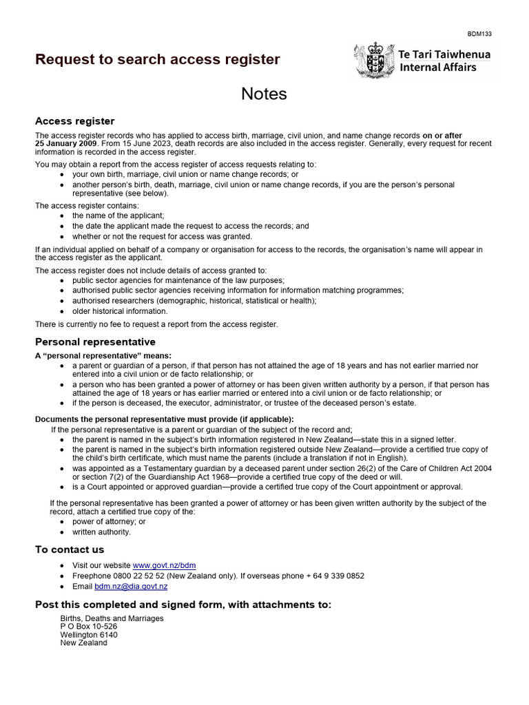 Access Register Request Guidelines | PDF | Identity Document | Marriage