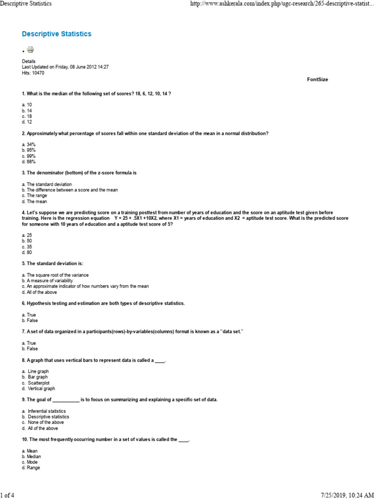 Descriptive statistics pdf statistics standard score