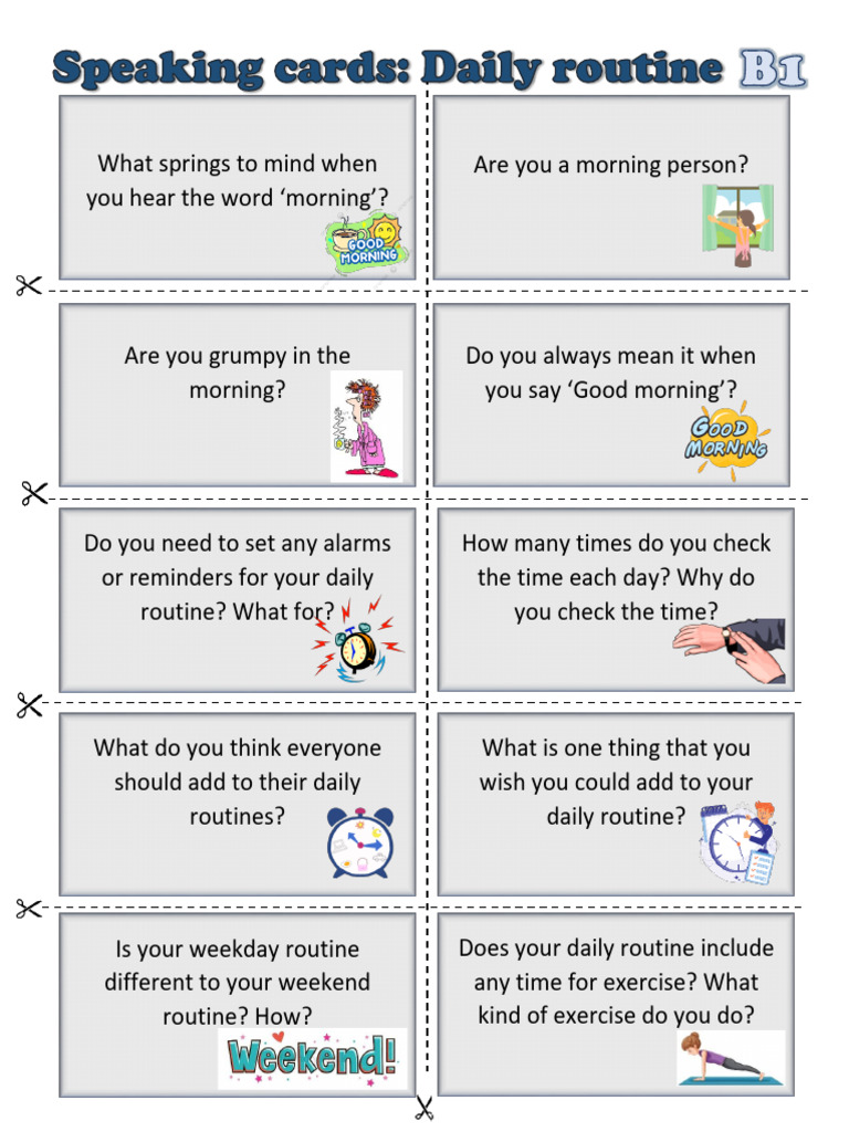 Cards Conversation Questions b1 Daily Routine | PDF | Career & Growth
