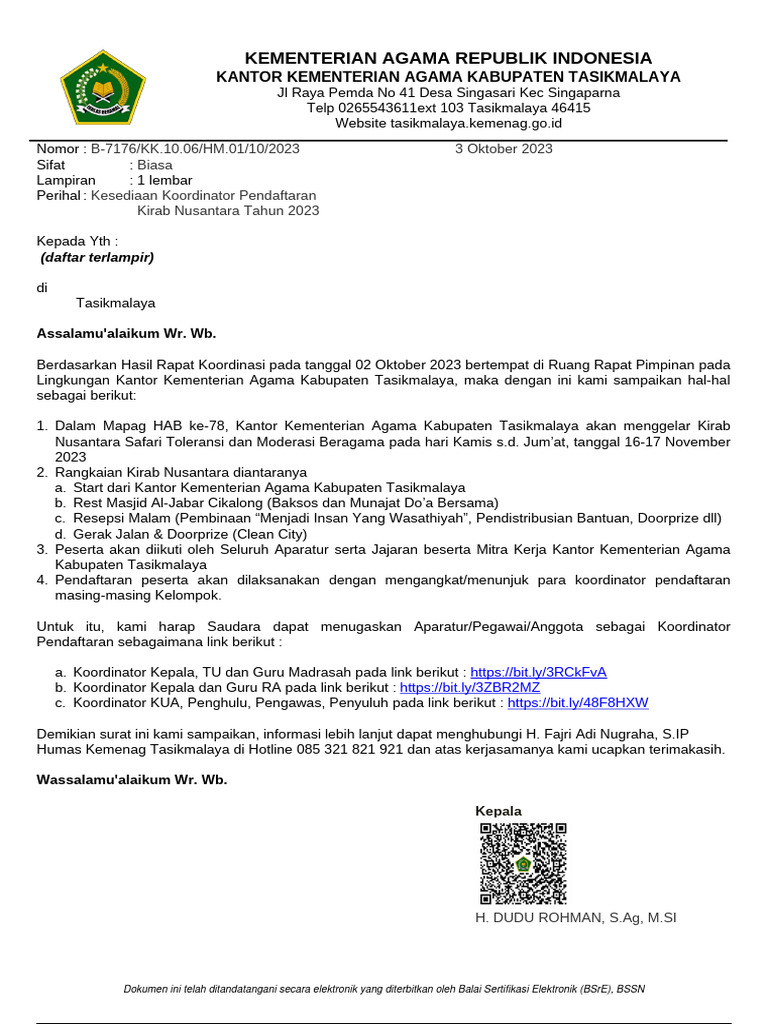 Surat Kesediaan Menjadi Koordinator | PDF