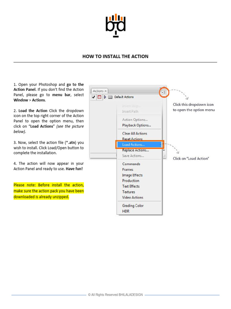 Install Photoshop Actions Guide | PDF