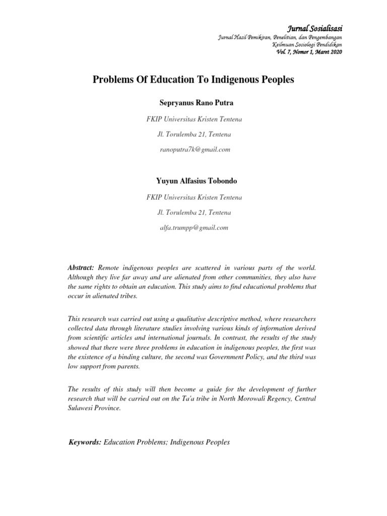 Education Challenges for Indigenous Peoples | PDF | Teachers ...