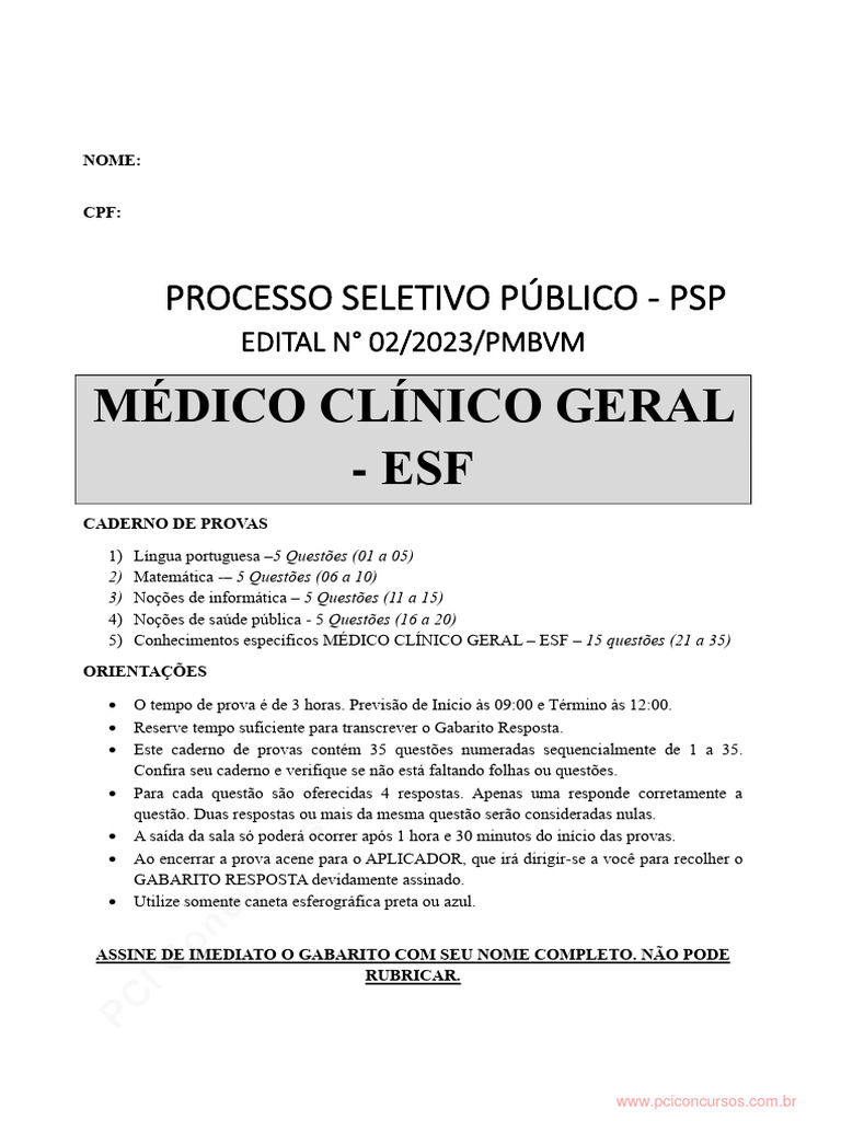 Medico Clinico Geral Esf | PDF | Internet | Cópia de segurança
