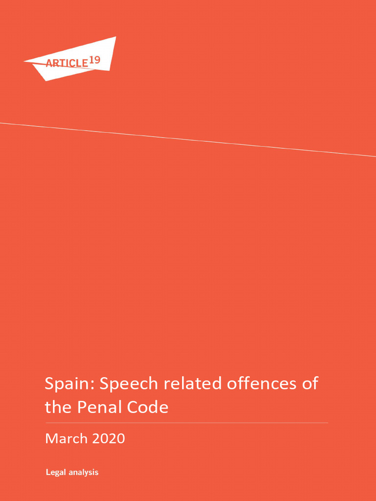 Spain Penal Code Analysis March 2020 Final | PDF | Defamation | Freedom ...
