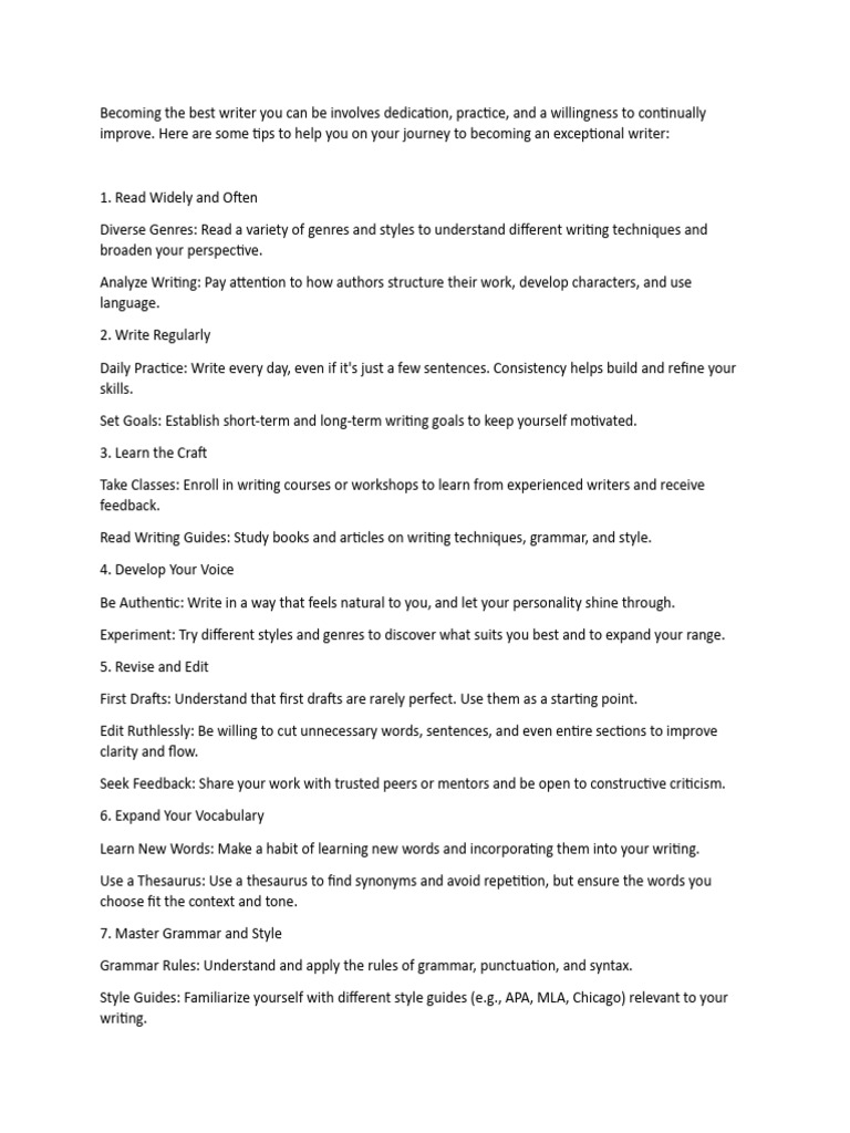 Tips for Becoming a Better Writer | PDF | Writing | Communication
