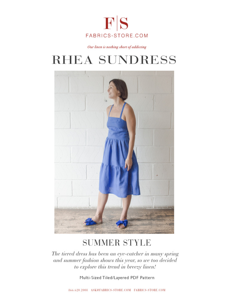 Rhea Sundress Pattern with Shirred Back | PDF | Seam (Sewing) | Clothing