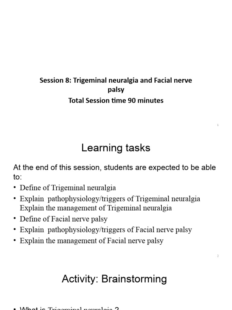 Trigeminal Neuralgia & Facial Palsy Guide | PDF | Medicine ...