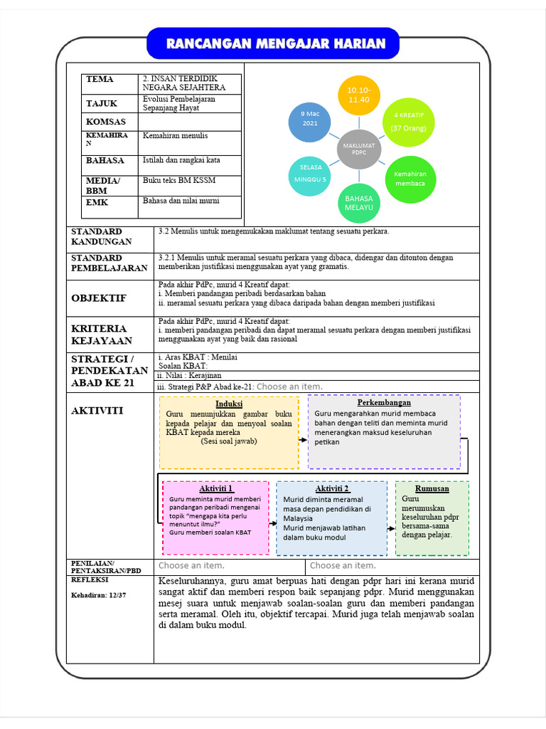 Objektif Kriteria Kejayaan Strategi / Pendekatan Abad Ke 21 Aktiviti ...