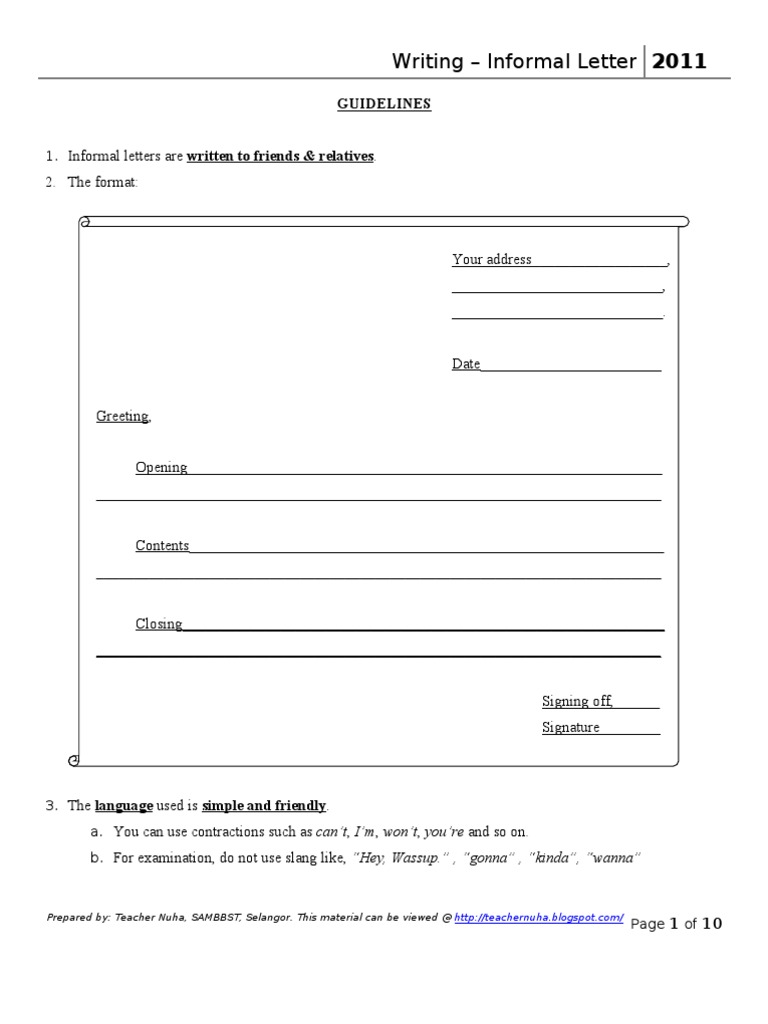 Informal Letter Writing Guidelines | PDF | Tea