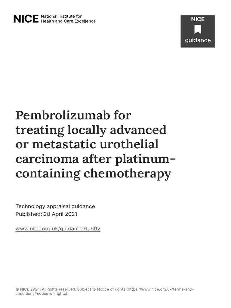 Pembrolizumab for Urothelial Carcinoma | PDF | Chemotherapy | Clinical ...