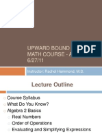 Upward Bound Math Course - Algebra 2 6/27/11: Instructor: Rachel Hammond, M.S
