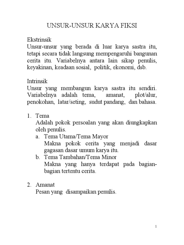 Unsur Ekstrinsik Pada Cerita Fiksi