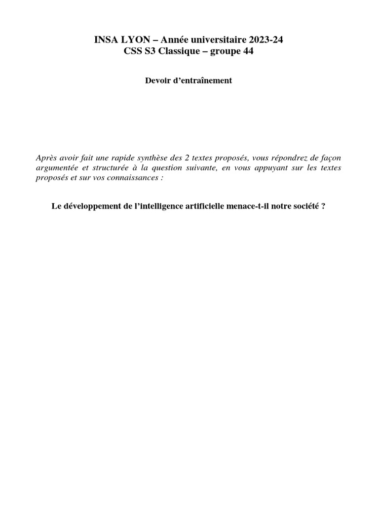 Impact de l'IA sur la société moderne | PDF | Intelligence artificielle ...
