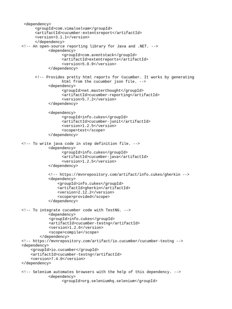 Cucumber Testing Dependencies List | PDF | Computer Programming ...