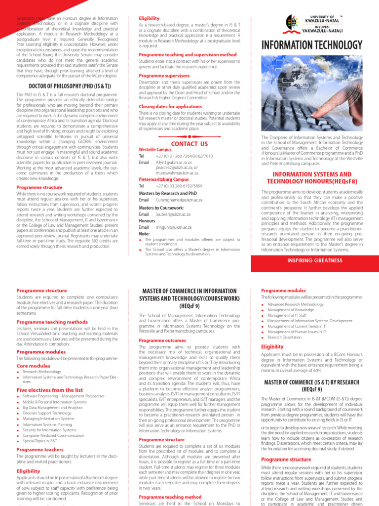 Information Systems & Technology Programs | PDF | Postgraduate ...