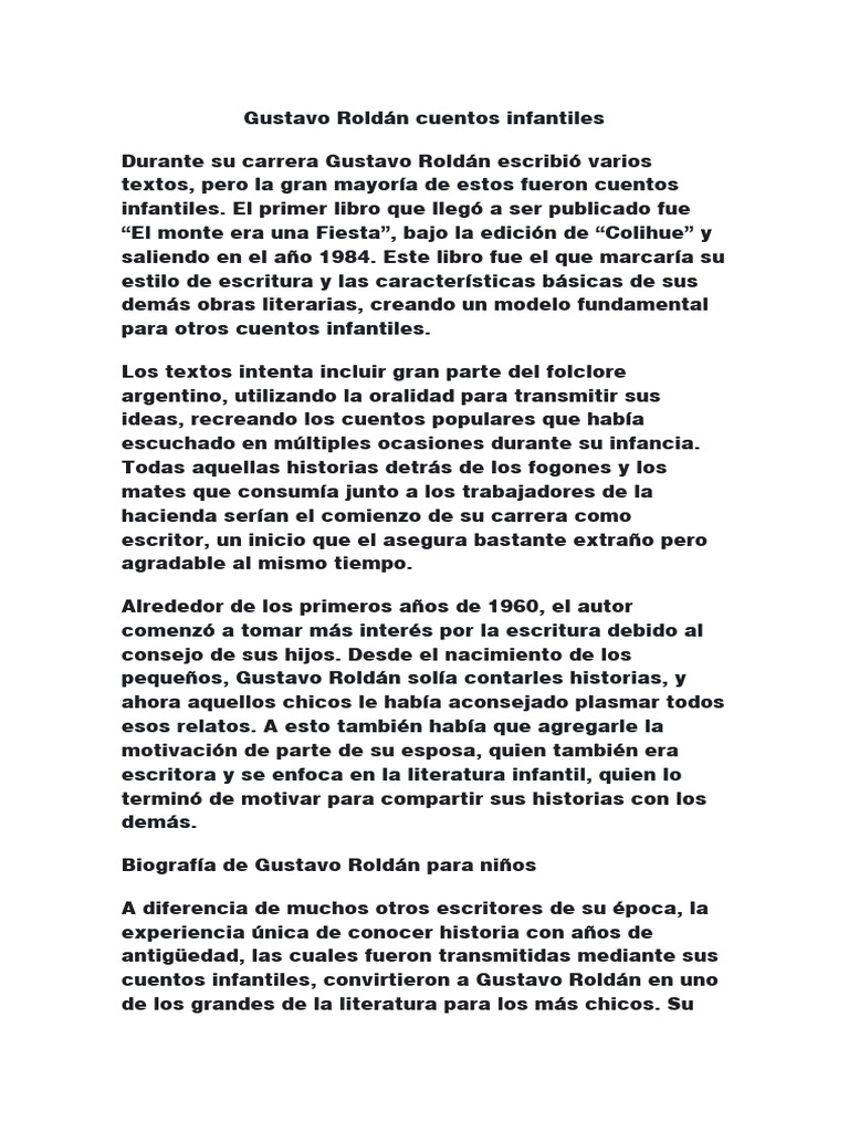 Cuentos Infantiles de Gustavo Roldán | PDF | Cuentos | Escritores