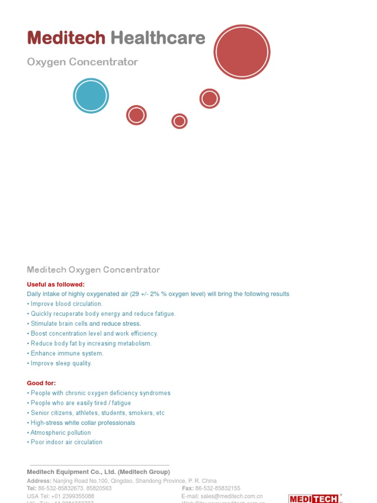 Meditech Oxygen Concentrator Overview | PDF | Oxygen | Atmosphere Of Earth