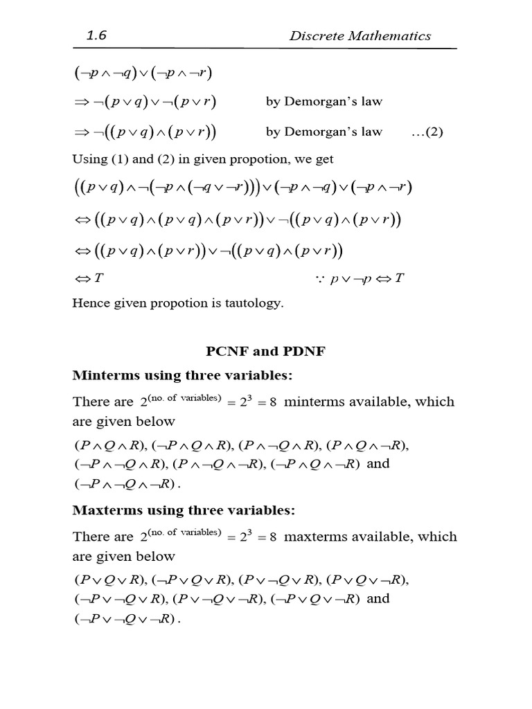 PDNF and PCNF in Discrete Mathematics | PDF | Mathematical Logic | Logic