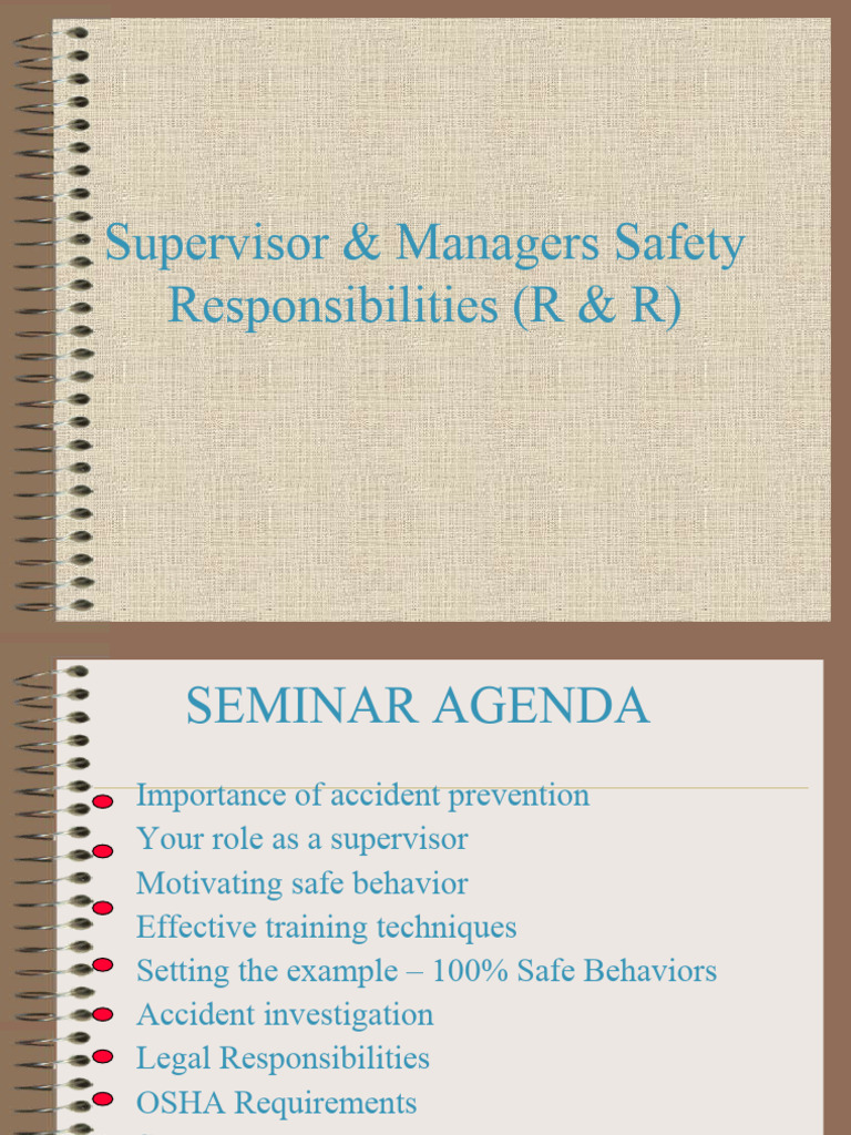 Supervisor Safety Responsibilities Guide | PDF | Personal Protective ...