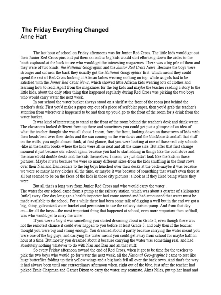 The Friday Everything Changed | PDF | Art | General Fiction