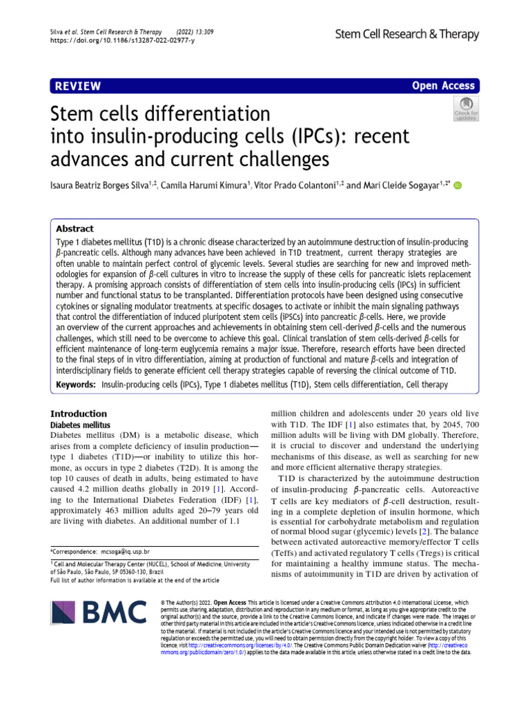 Advances in Stem Cells for T1D Therapy | PDF | Hematopoietic Stem Cell ...