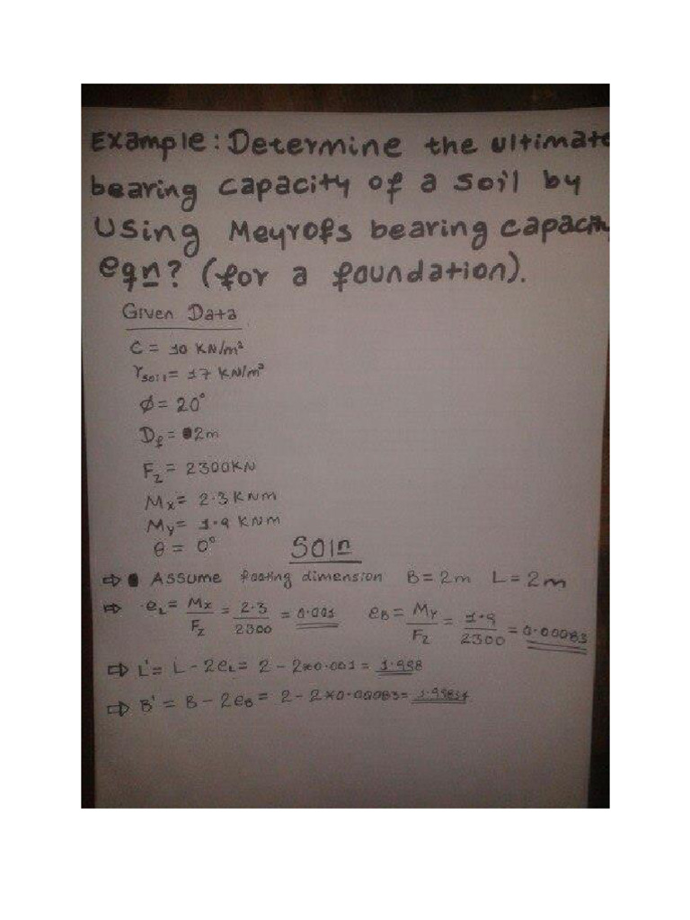 Ultimate Bearing Capacity of A Soil Example | PDF