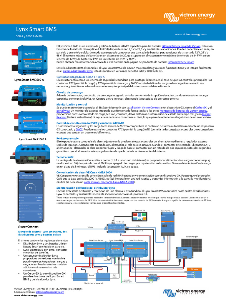 Datasheet Lynx Smart BMS ES | PDF | Relé | Batería de iones de litio