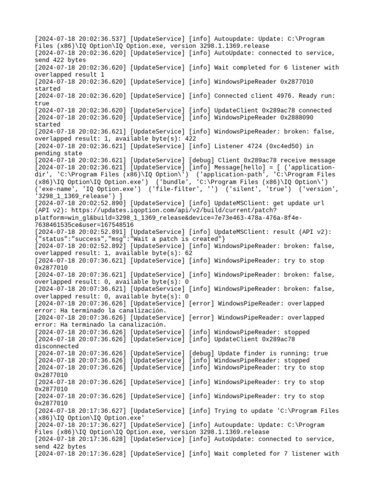 updateServiceLog 1 | PDF | Software | Information Technology