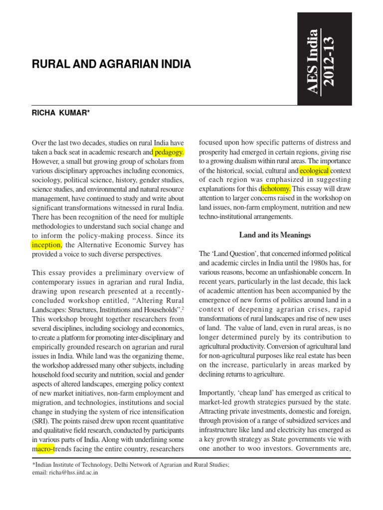Contemporary Issues in Rural India | PDF | Agriculture | Sociology