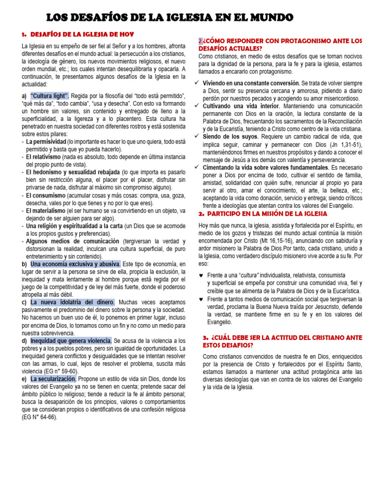 Desafíos Actuales de la Iglesia | PDF | Iglesia Católica | Cristo (título)