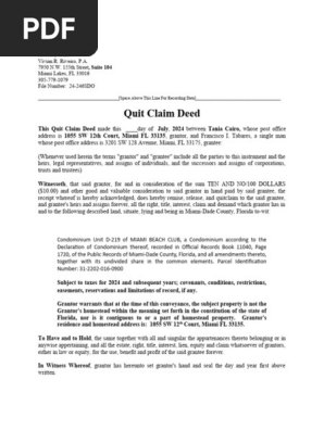 Quit Claim Deeds Tabares