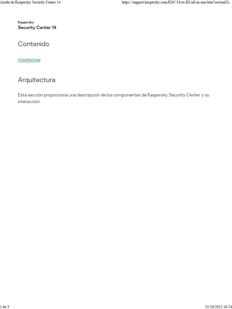 Arquitectura kaspersky security center 14 pdf servidor