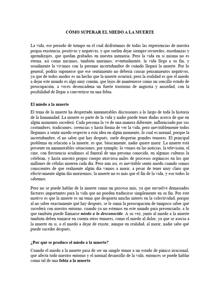 Cómo Vencer el Miedo a la Muerte | PDF | Temor | Muerte