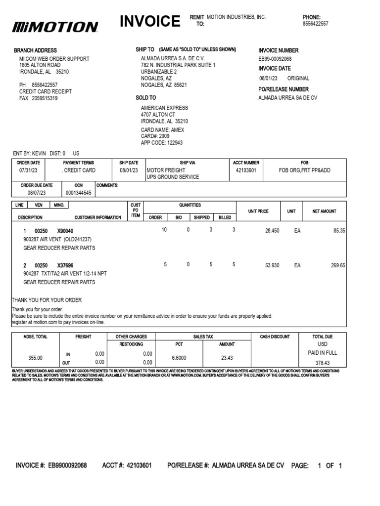 2023-00702 - Fact Aireadores Motion | PDF | Invoice | Receipt