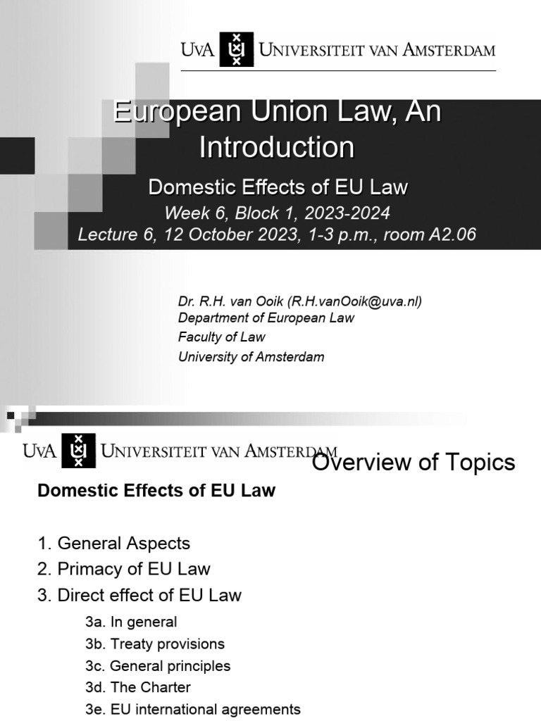 Domestic Effects of EU Law Explained | PDF | European Union Law ...