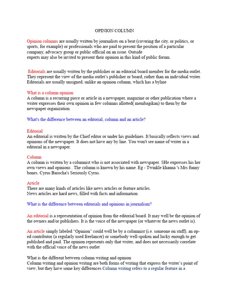 HOW TO WRITE AN OPINION COLUMN FOR A NEWSPAPER intelligence overview