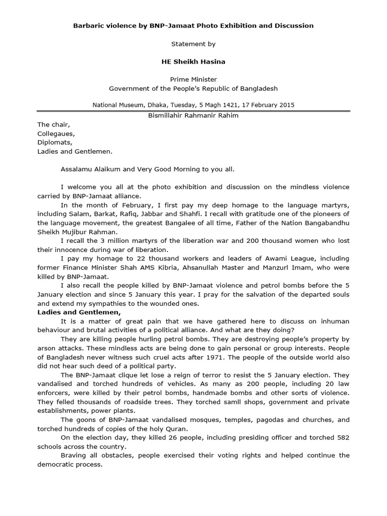 BNP Jamaat Violence 170215 Eng | PDF | Bangladesh